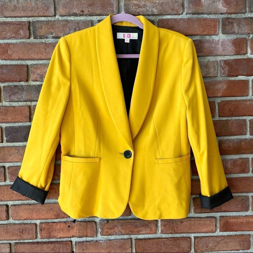 9&Co. Suit Separates Mustard Yellow 1 button Blazer with Pockets Size 10